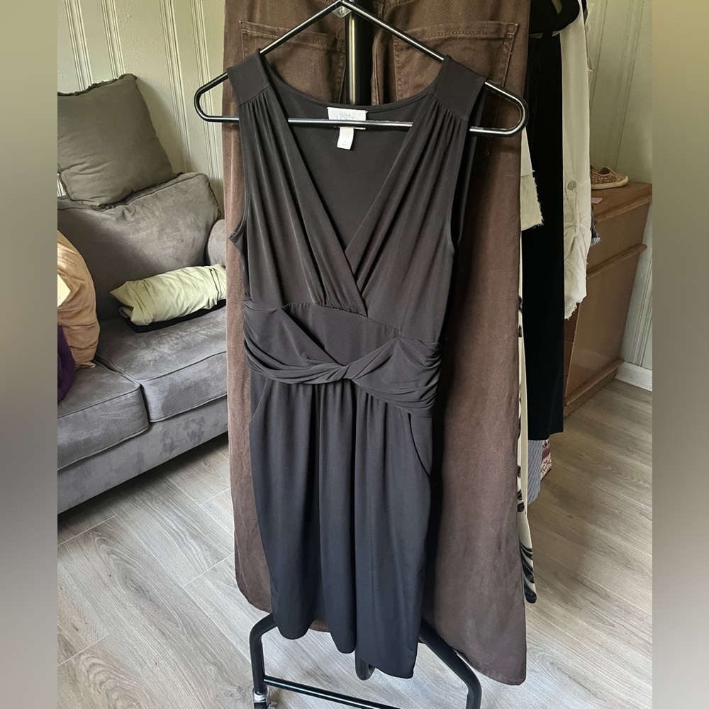 Ann Taylor Charcoal Sleeveless Midi Dress